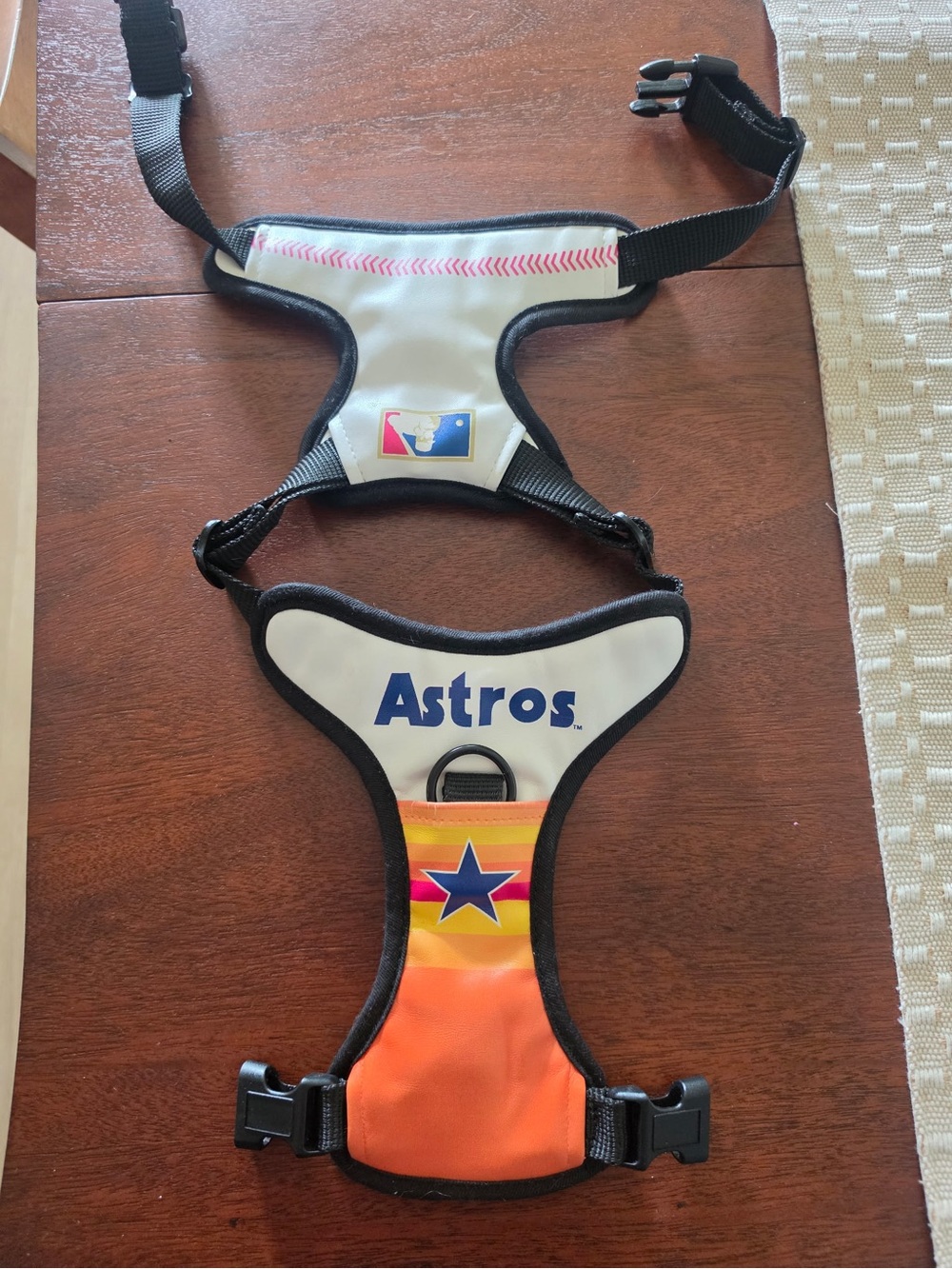 Adjustable Small Dog Harness in Orange and White